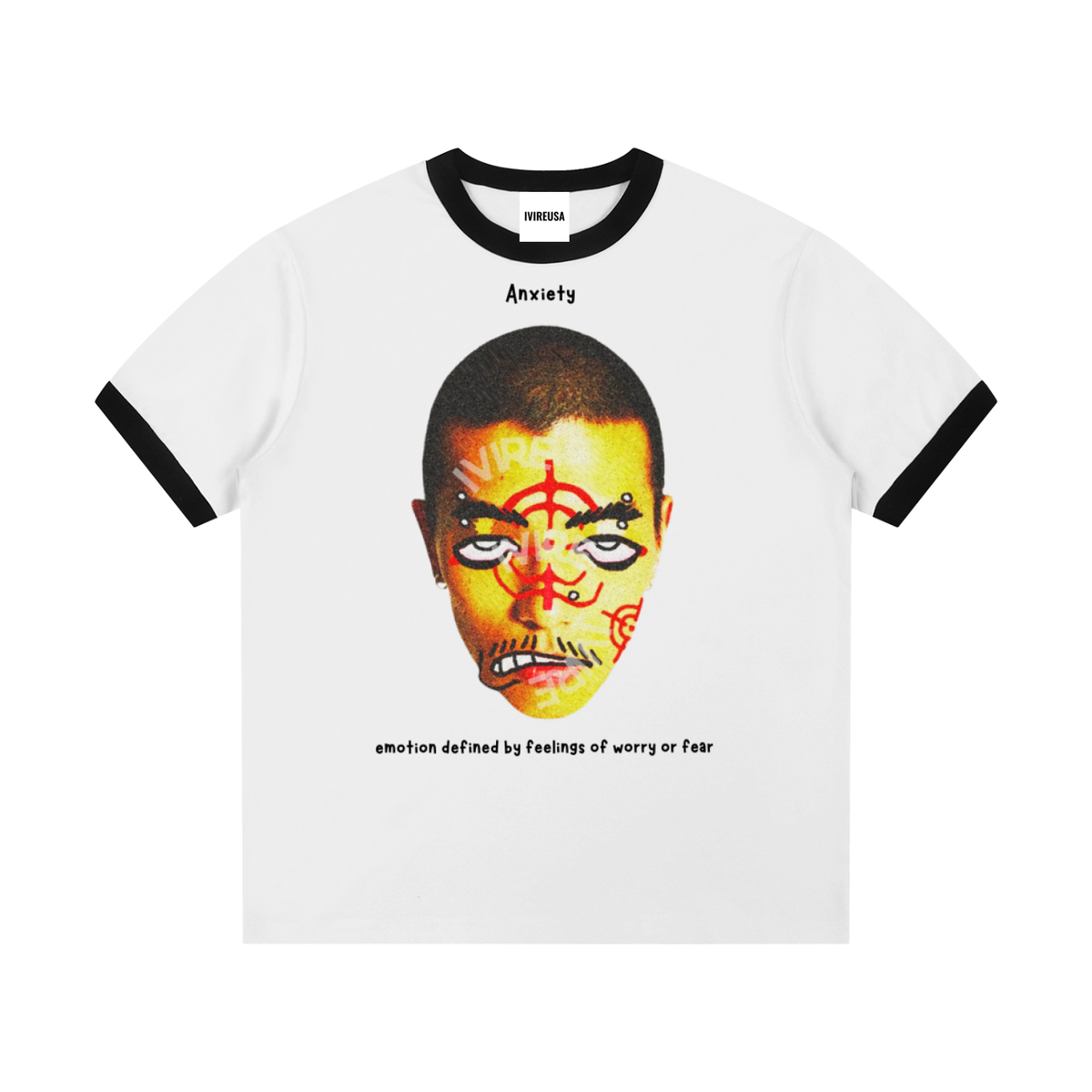 Contrast Edge Ribbed Crewneck T-Shirt
